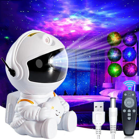 Galaxy astronaut star projector night light with LED nebula for bedroom decor