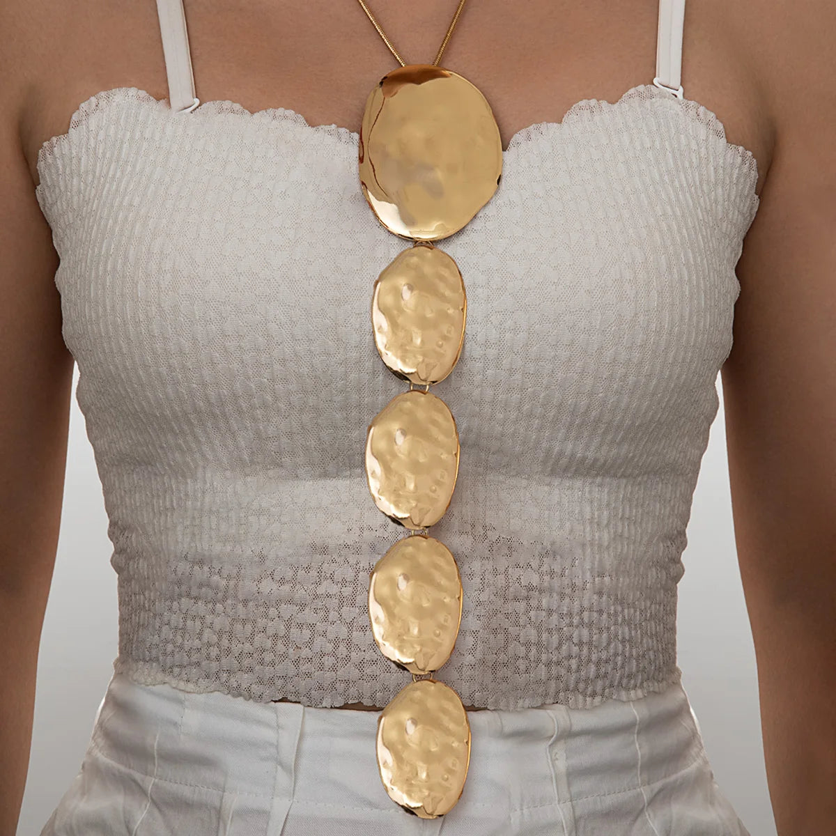 Geometric Ellipse Style Irregular Hammer Pattern Jewelry