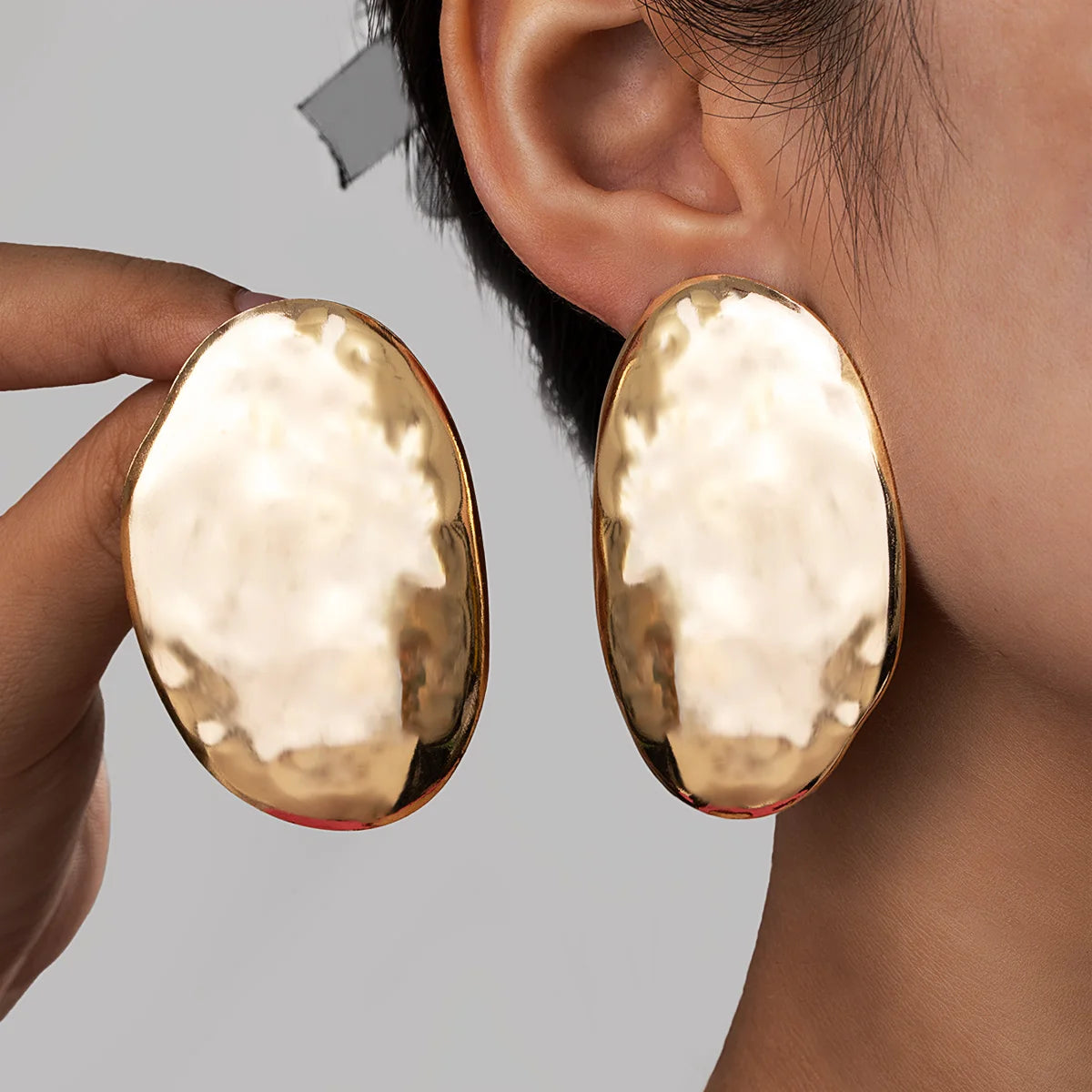 Geometric Ellipse Style Irregular Hammer Pattern Jewelry