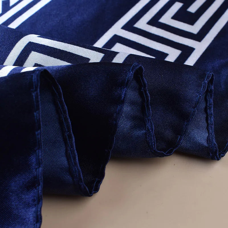 Geometric Letter Print Silk Satin Square Scarf