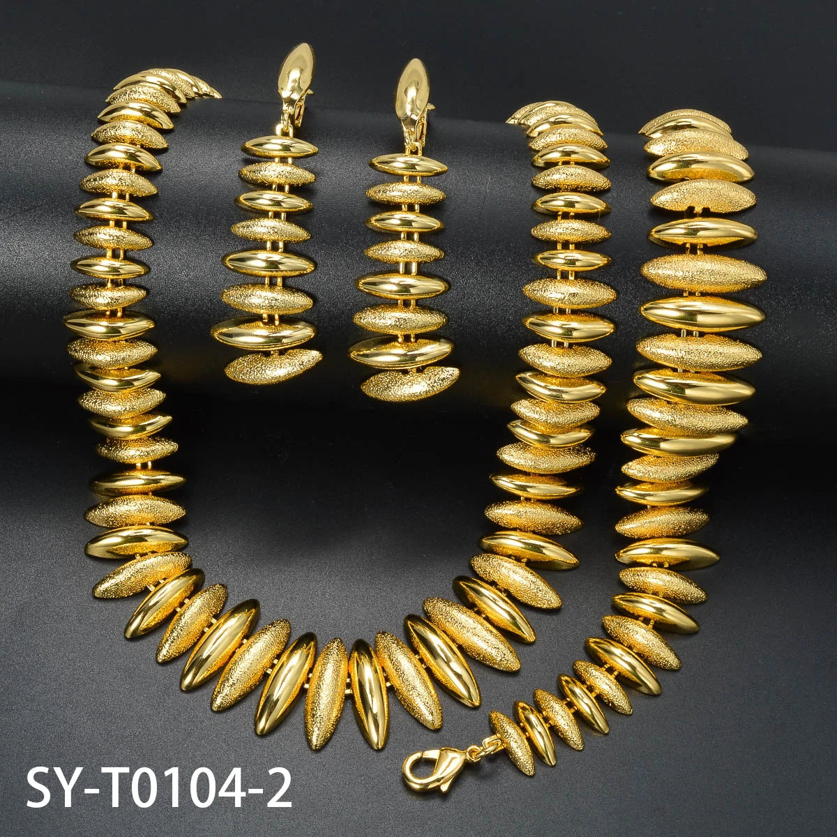 Geometric Metal Necklace Bracelet Earring Set