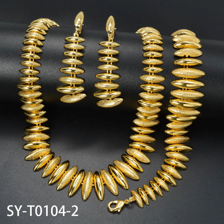 Geometric Metal Necklace Bracelet Earring Set