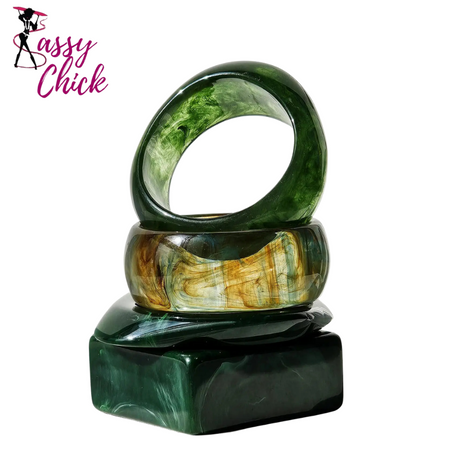 Geometric Square Green  Chunky Resin Bracelet Sassy Chick Logo