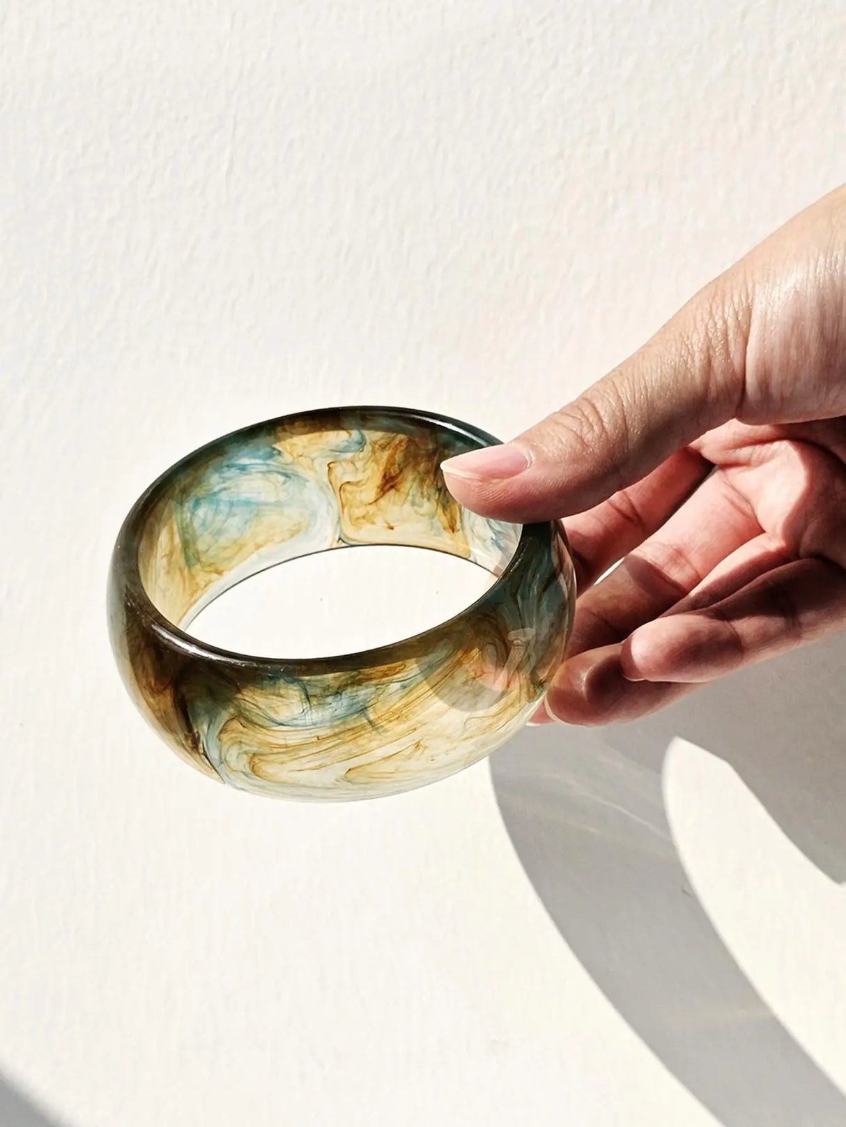 Geometric Square Green  Chunky Resin Bracelet