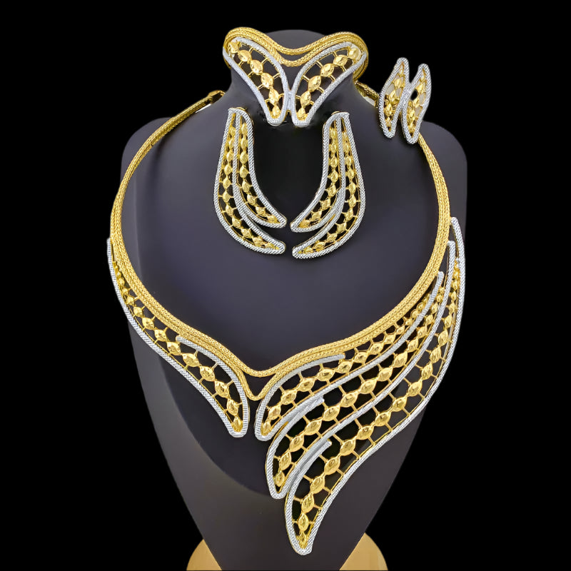 Geometric Two Tones Collar Jewelry Set