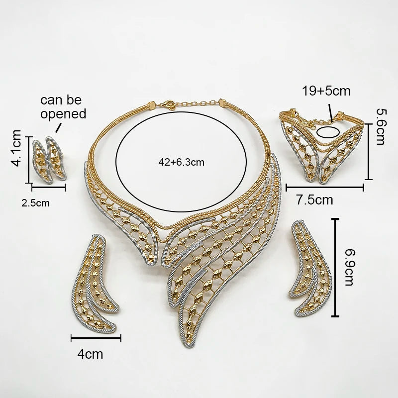 Size of Geometric Two Tones Collar Jewelry Set