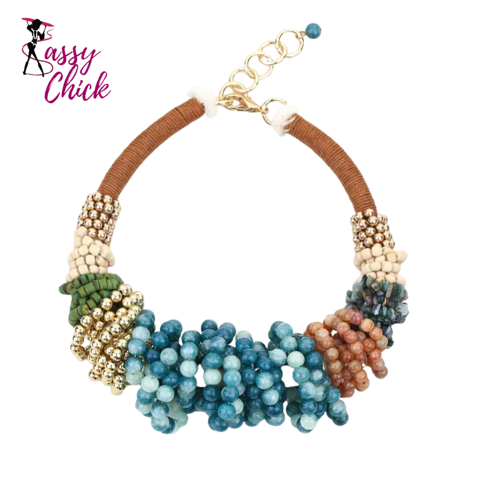 Girl Trendy Exaggerated Individual Beaded Necklace Sassy Chick Logo