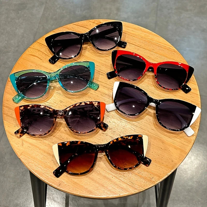 Collection of Glossy Color-Block Gradient Cat-Eye Sunglasses