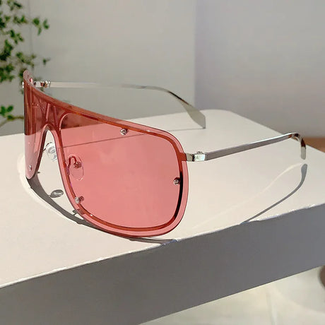 Goggle Punk Rivet Big Frame Sunglasses pink