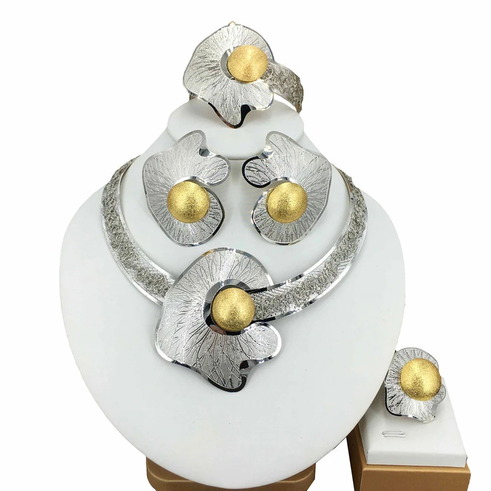 Gold-Plated Hollow Surround Jewelry Set