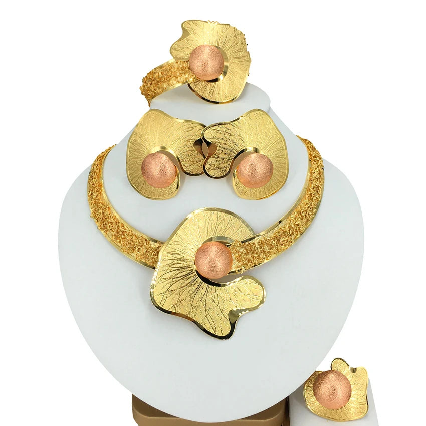 Gold-Plated Hollow Surround Jewelry Set