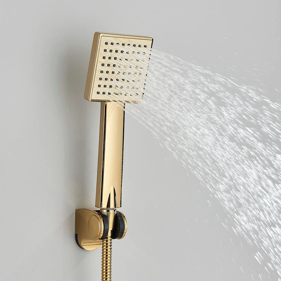 Wall-mounted waterfall bathtub faucet with chrome shower set