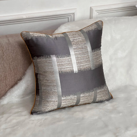 Holiday cushion cover with shiny gold stripe decoration, no pillow core