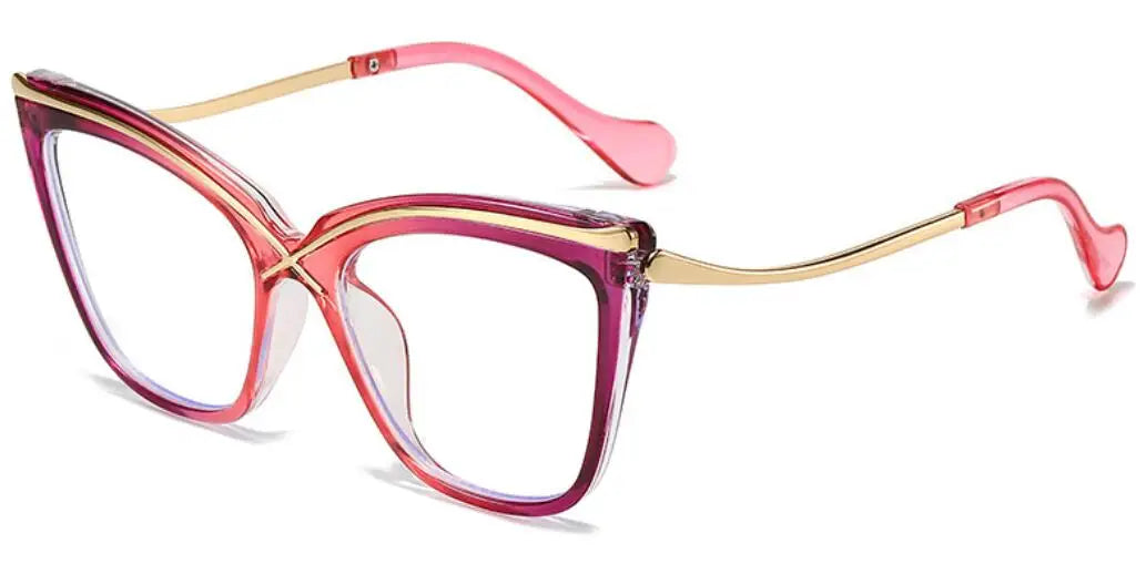 Pink Gradient Color Big Frame Cat Eye Eyeglasses