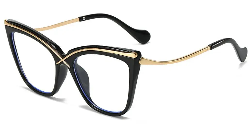 Black Gradient Color Big Frame Cat Eye Eyeglasses