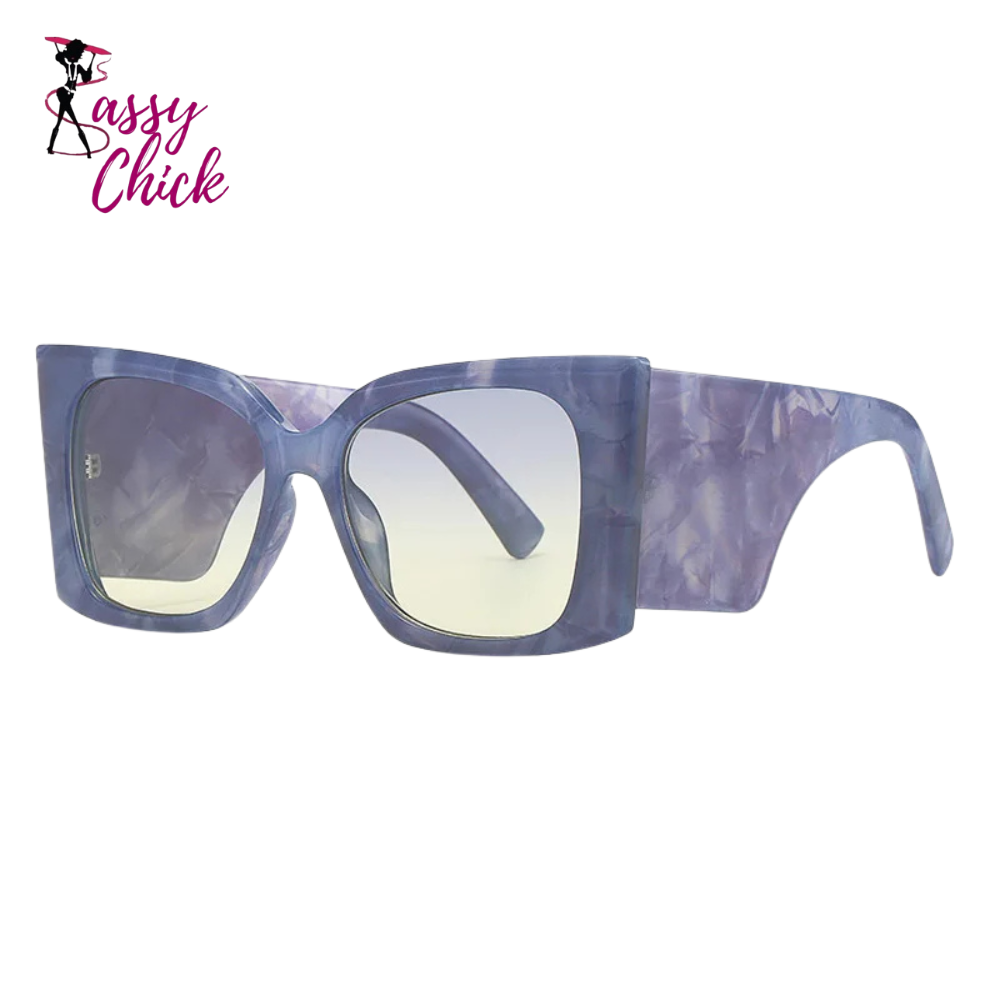 Gradient Color Oversized Square Sunglasses Sassy Chick Logo