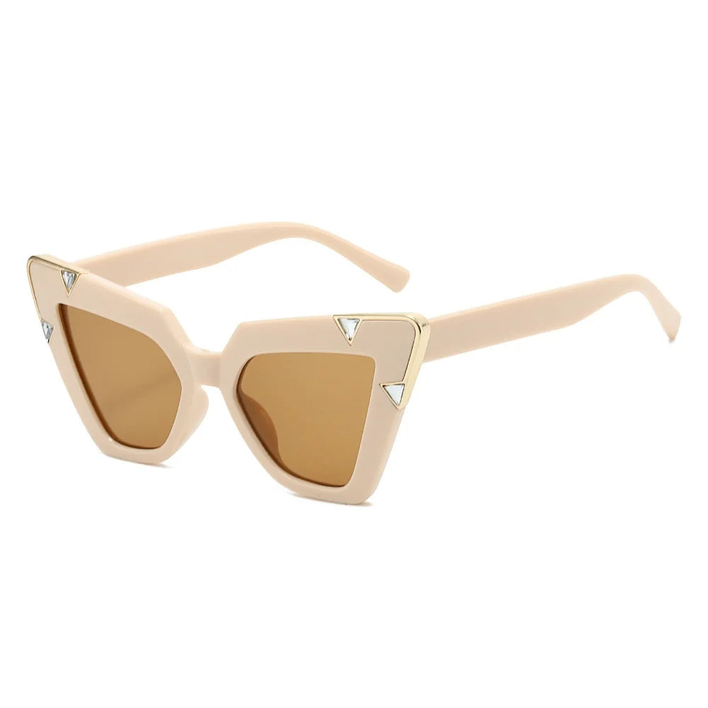 Gradient Driving Square Cat Eye Crystal Sunglasses