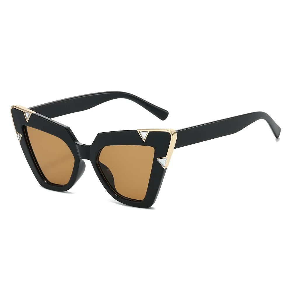 Gradient Driving Square Cat Eye Crystal Sunglasses