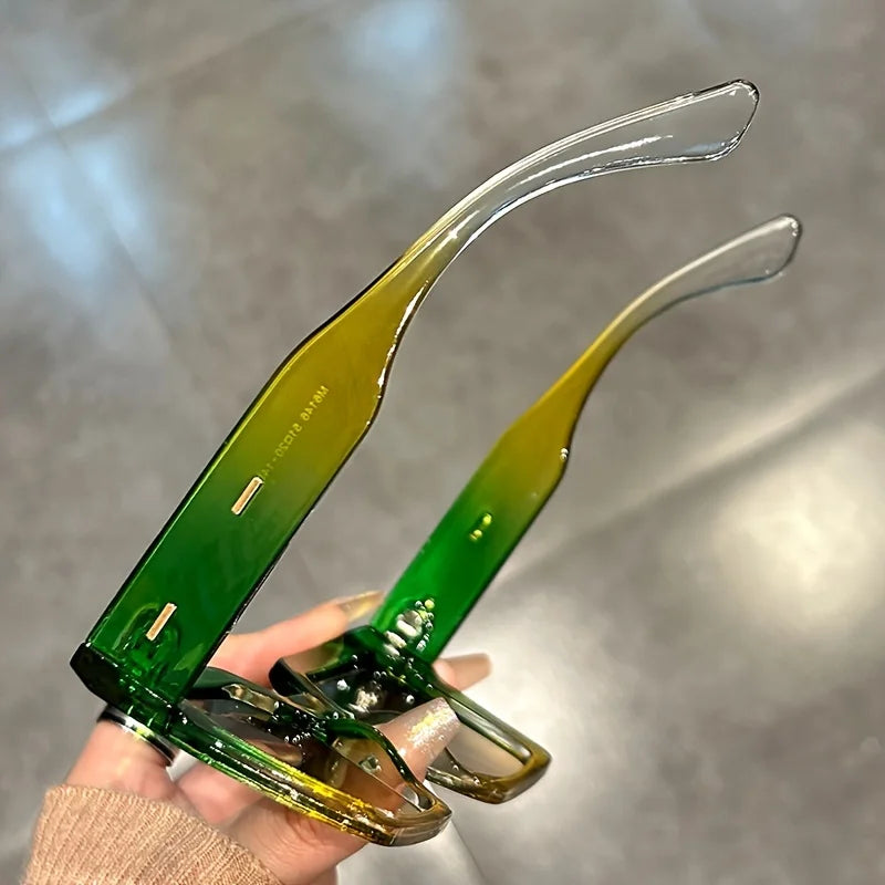 green Gradient Large Square Fashion Sunglasses