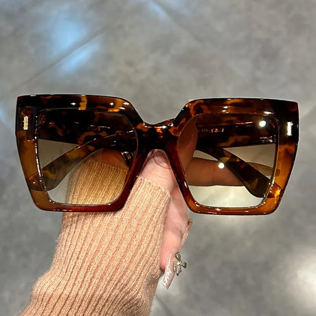 transparent leopard Gradient Large Square Fashion Sunglasses