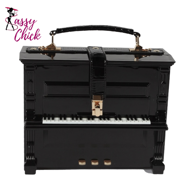 Grand Piano 3D Shape Handbag Sassy Chick Logo