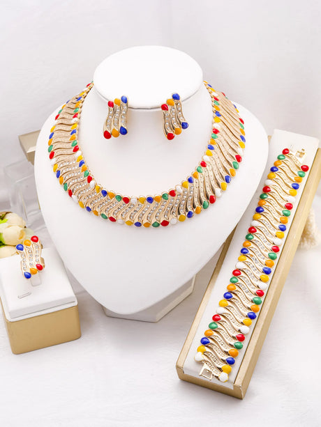 multi color Enamel Crystal Weddings Jewelry Set