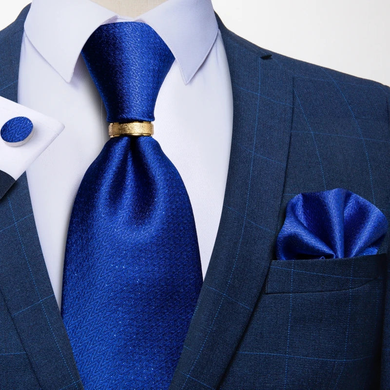 blue geometric pattern tie set