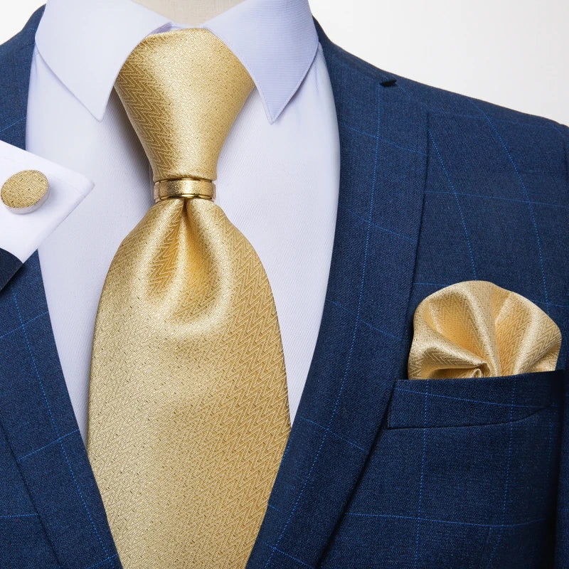 gold geometric pattern tie set