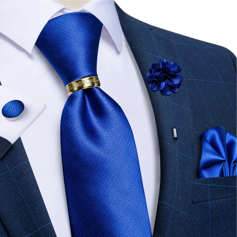 plain blue tie set