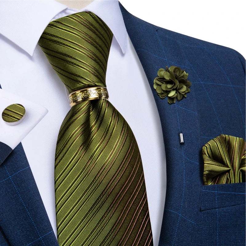 green line pattern tie set