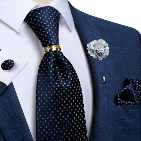 blue dot pattern tie set