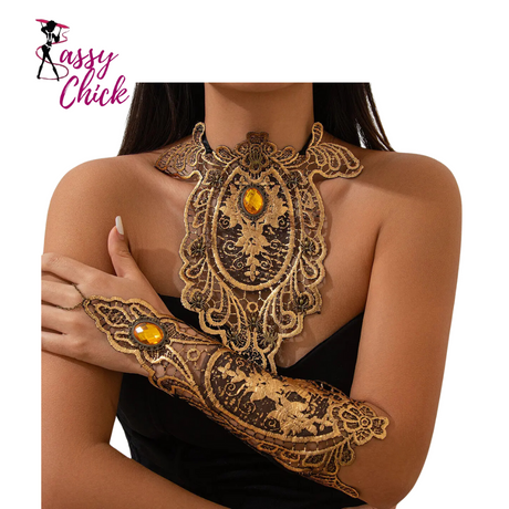 Gypsy Lace Flowers Choker Necklace Bracelet Sassy Chick Logo