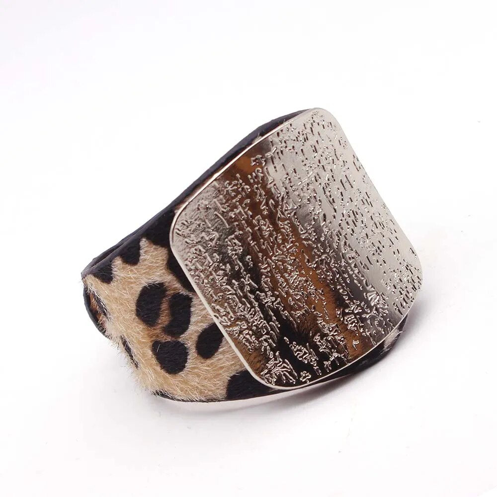 Leopard Wrap Leather Bracelet