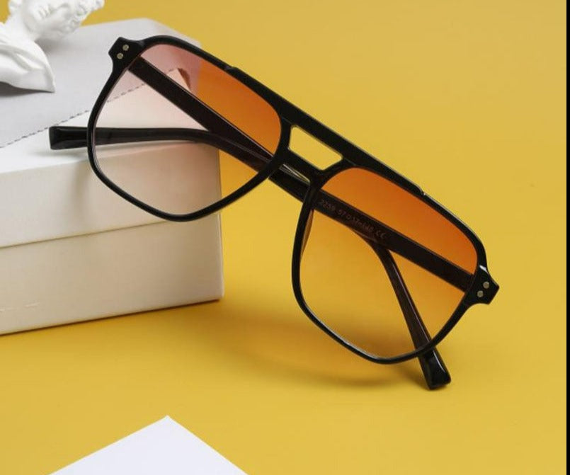 Retro Double Bridges Square Sunglasses