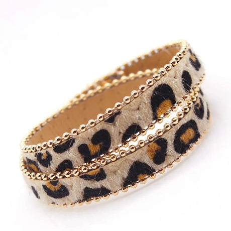 Leopard Wrap Leather Bracelet