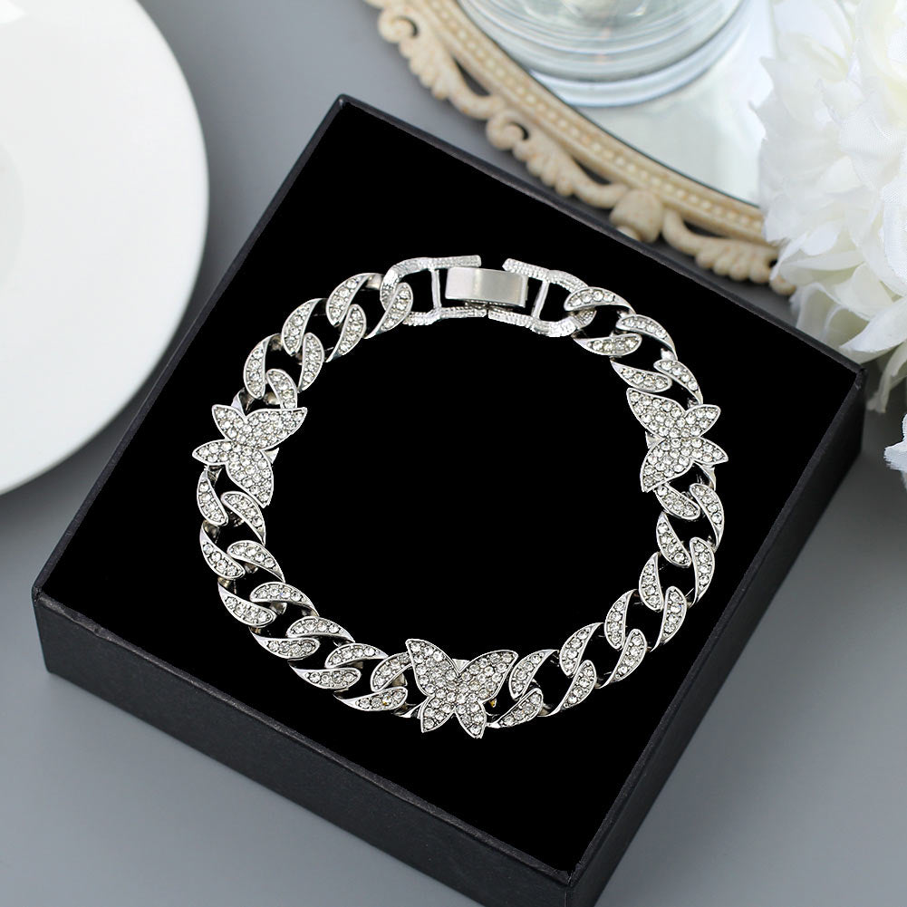 Chunky Rhinestone Cuban Bracelet