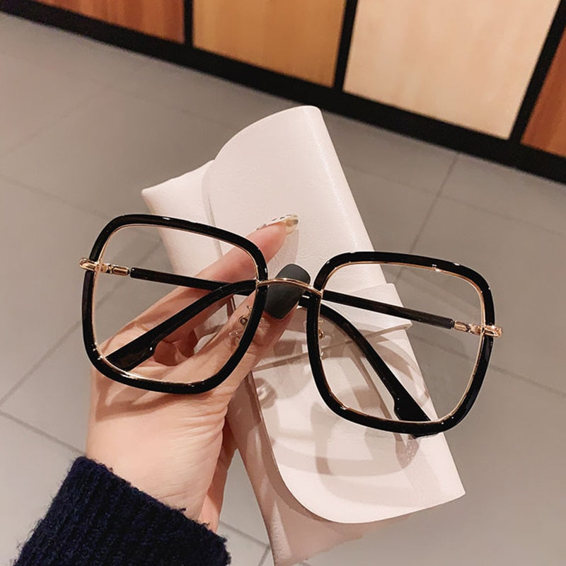 Elegant Clear Oversized Square Eyeglasses