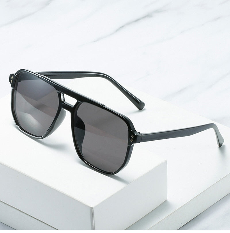 Retro Double Bridges Square Sunglasses