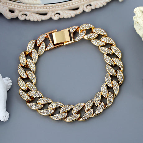 Chunky Rhinestone Cuban Bracelet