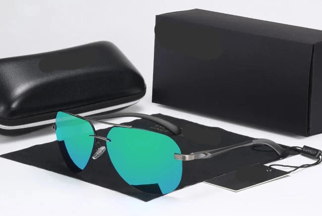 HD Polarized Aluminum Fashion Sunglasses Green Blue