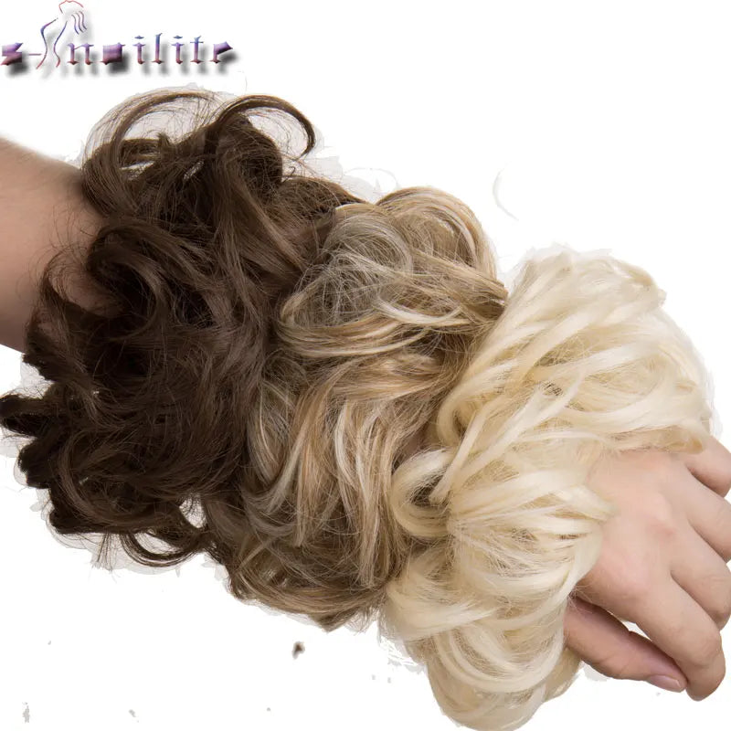 Curly Chignon Women Drawstring Ponytail Hairpieces Synthetic  Hair