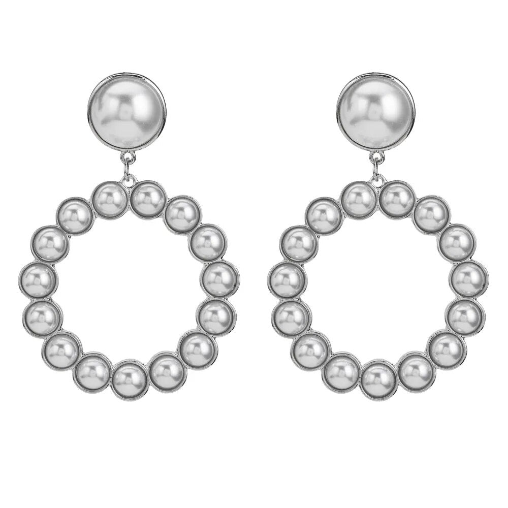 Pearls Circle Dangle Earrings