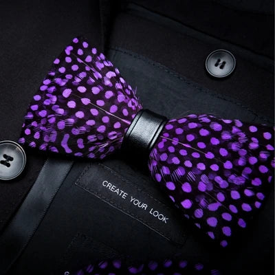 Purple Exquisite Handmade Fashion Feather Bowtie