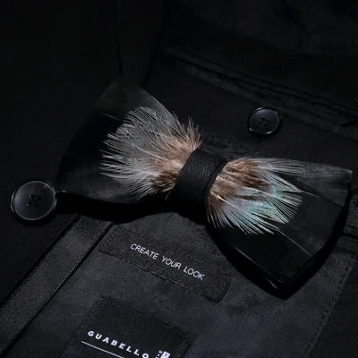 Black Exquisite Handmade Fashion Feather Bowtie