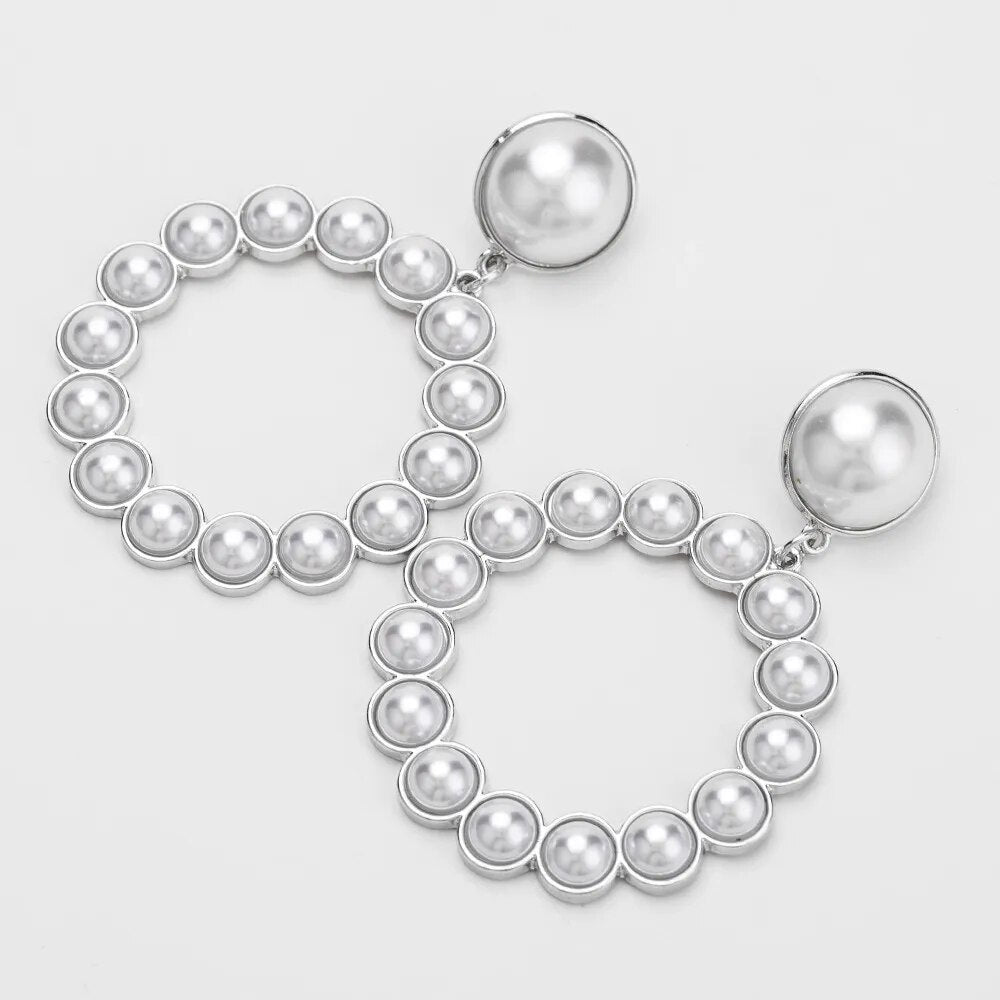 Pearls Circle Dangle Earrings