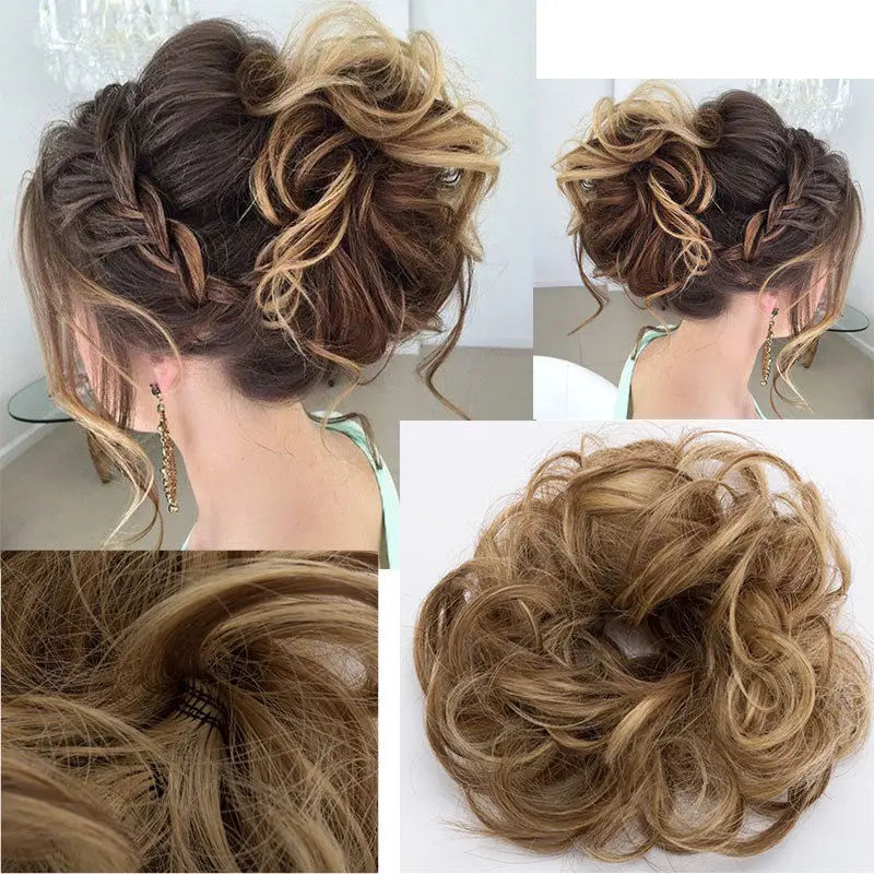 Curly Chignon Women Drawstring Ponytail Hairpieces Synthetic  Hair
