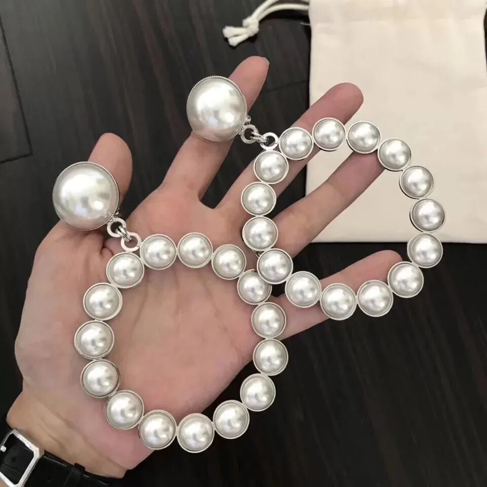 Pearls Circle Dangle Earrings