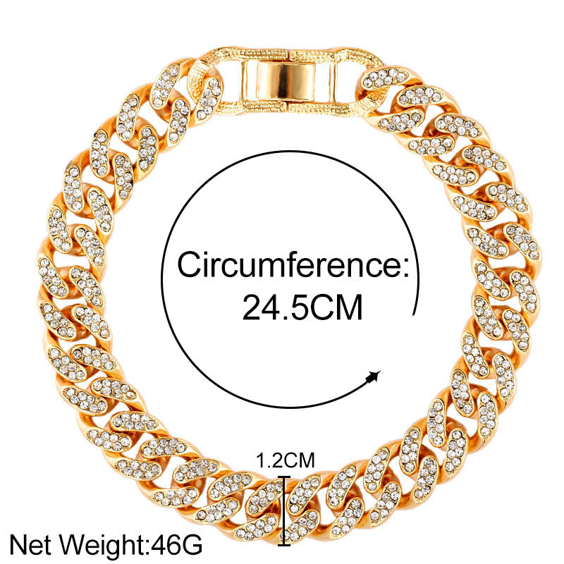 Chunky Rhinestone Cuban Bracelet