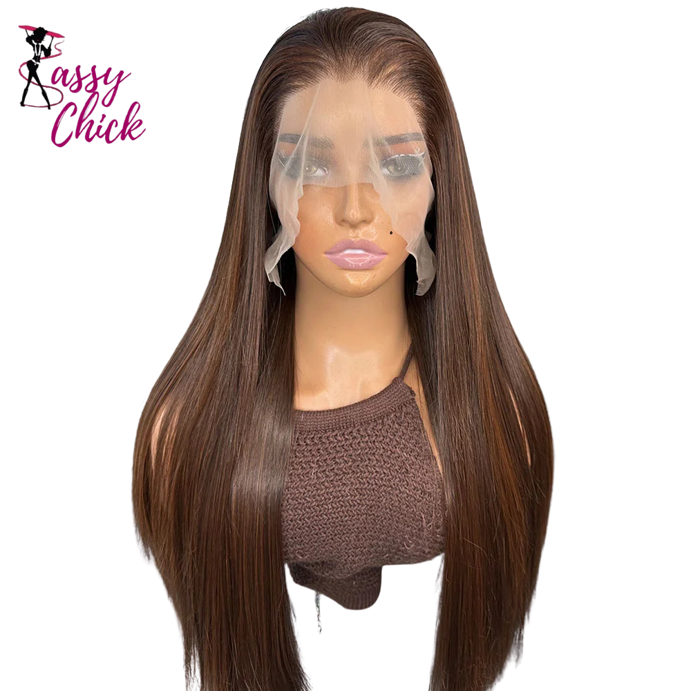 Half Hand Tied Wig Futura Straight Glueless Synthetic Lace Front Wigs Sassy Chick Logo