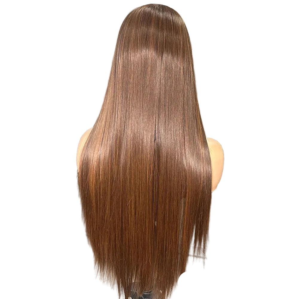Back of Half Hand Tied Wig Futura Straight Glueless Synthetic Lace Front Wigs